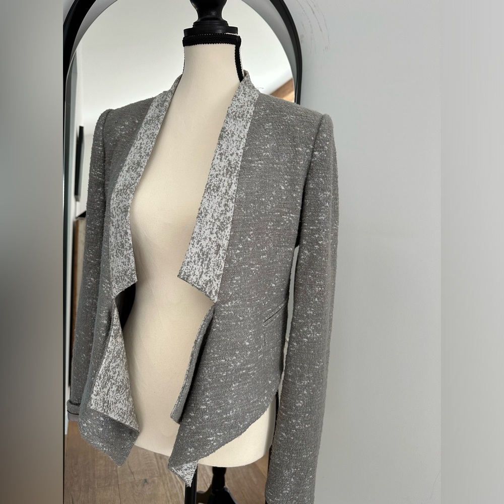 BCBG Max Azria Grey Boucle Asymetrical Blazer